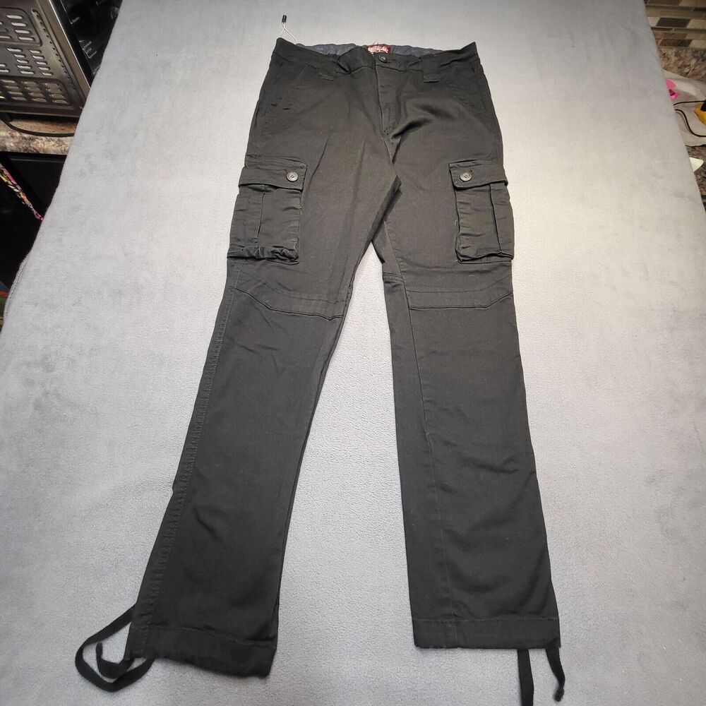 Matchstick Cargo Pants Mens 34x31 Black Parachute Utility Y2K Skater